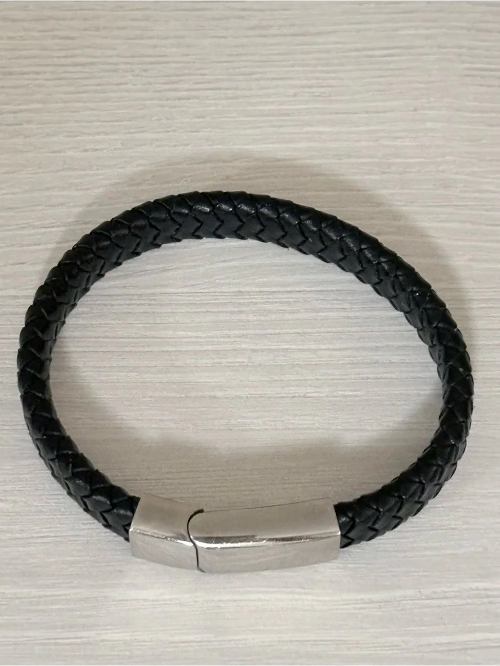 Barbieri Italian Black Leather & Steel Bracelet